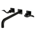 Kingston Brass KS6050DFL Wall Mount Tub Faucet, Matte Black KS6050DFL